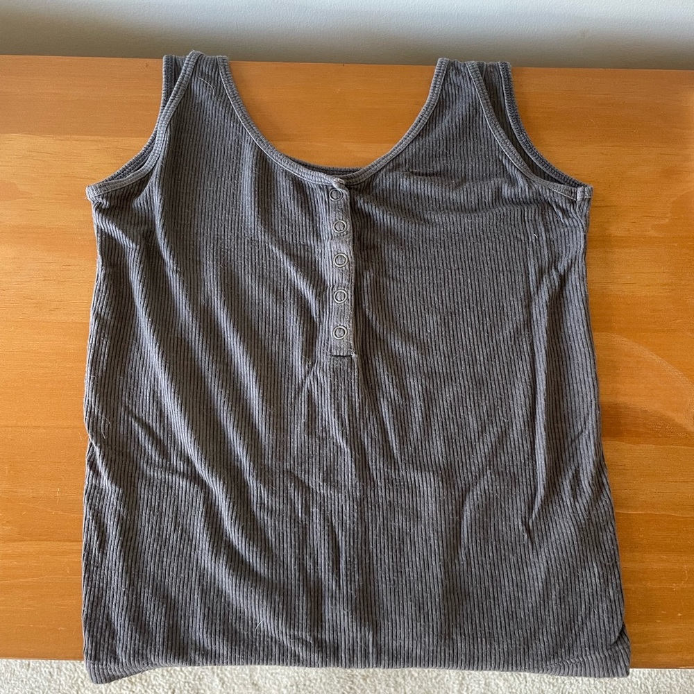 soft and sexy grey full length ribbed tank top